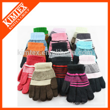 Unisex winter knit strip gloves